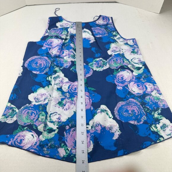 Charming Charlie Women's Size Small Blouse Sleeveless Blue Purple White Preowned - Picture 10 of 11